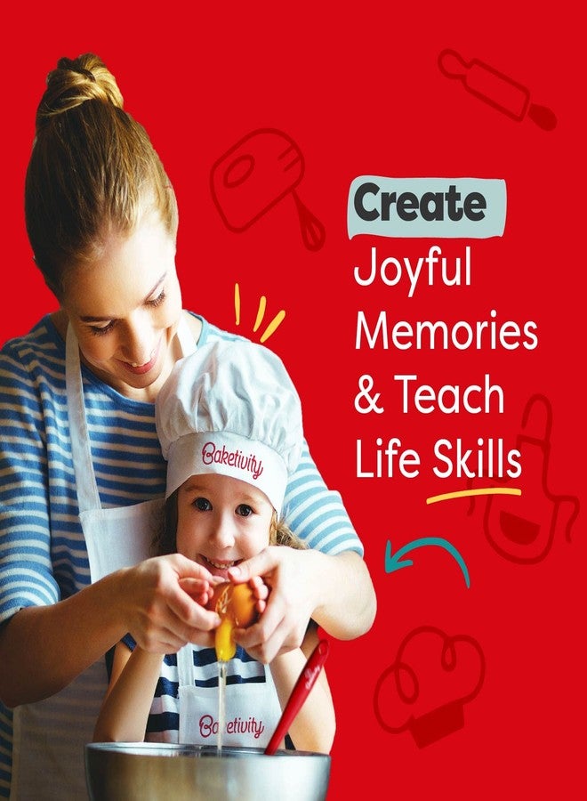 Baketivity Kids Chef Hat and Apron Set for Boys & Girls - One Size Fits All (Adjustable) Kids Cooking Aprons - Washable Kids Apron & Chef Hat Set for Cooking - Young Chefs & Junior Bakers Chef Outfit - Image 5
